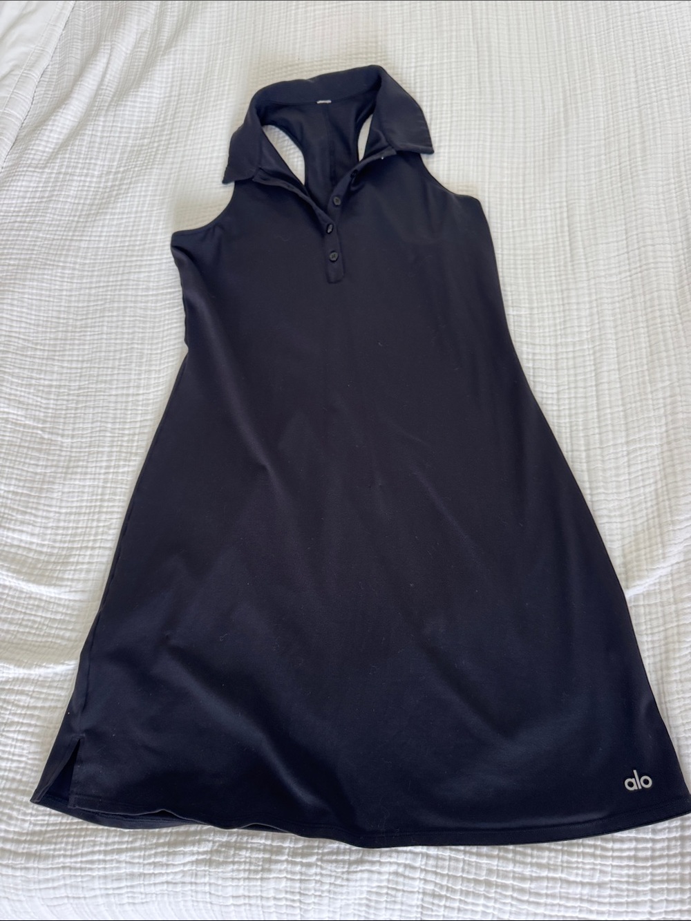 ALO Yoga Black Sleeveless Polo Mini Dress